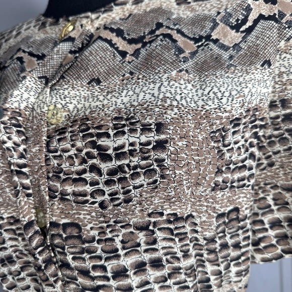 Lady Carol Vintage Snakeskin Print Maxi Dress Brown Tan Pleated Skirt Size 12 - Picture 3 of 9